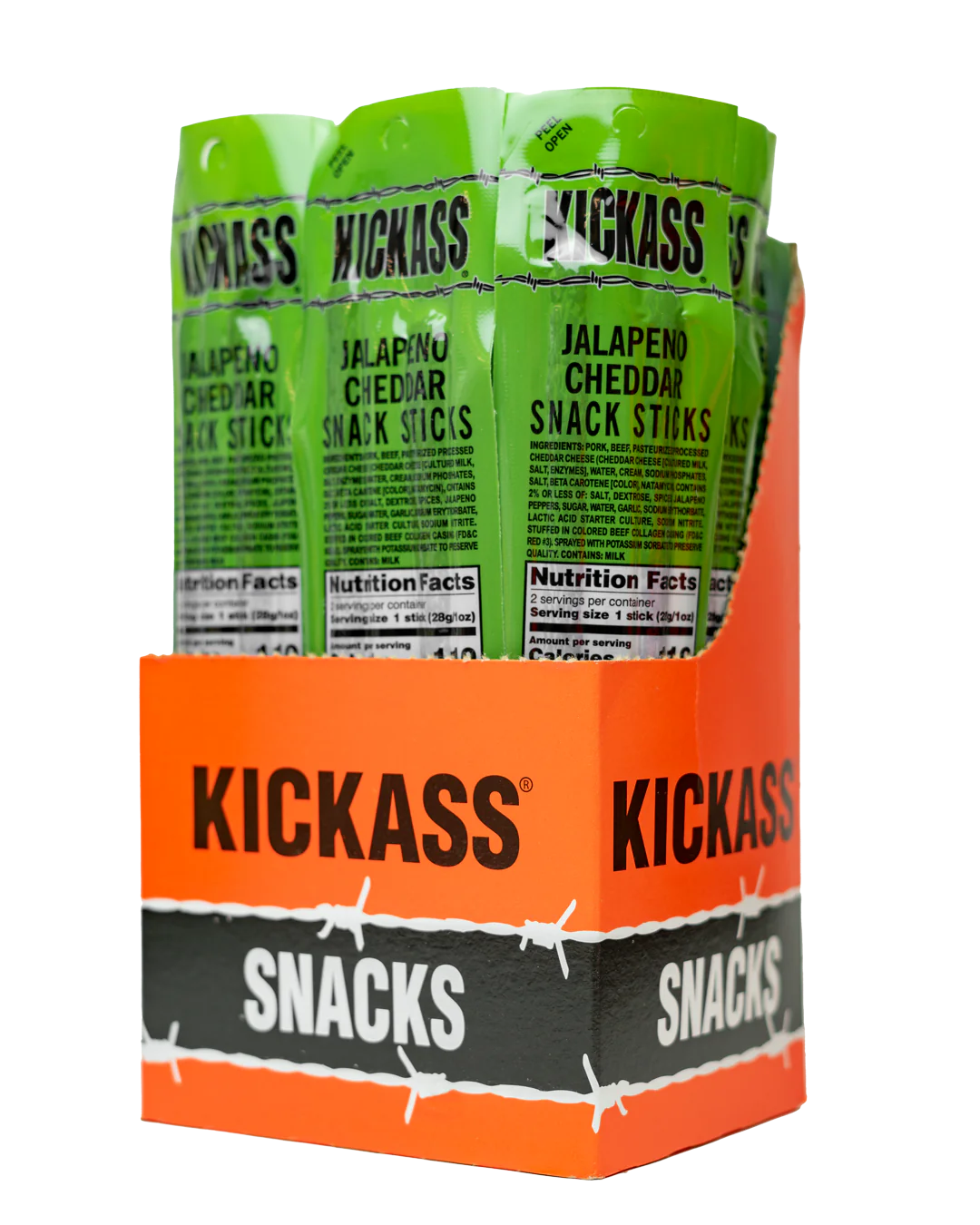 KICKASS JALAPENO CHEDDAR TWIN PACK SNACK STICKS-16 COUNT
