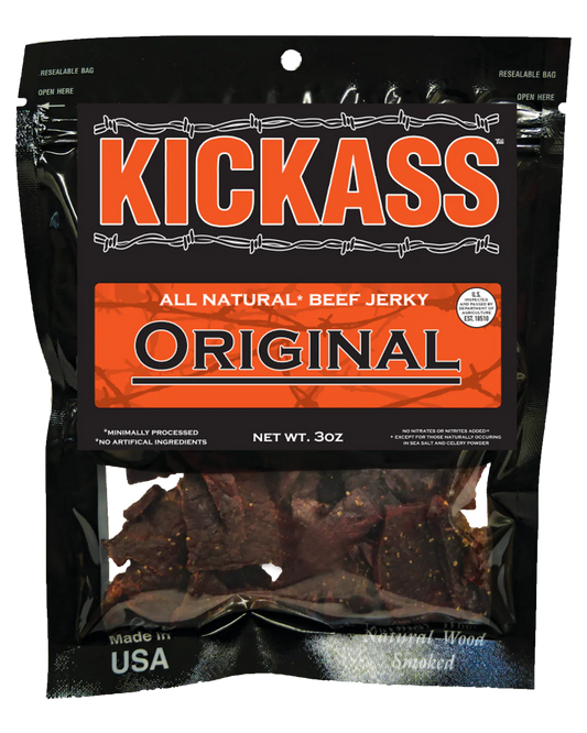KICKASS ALL NATURAL ORIGINAL BEEF JERKY (6) 3oz bags