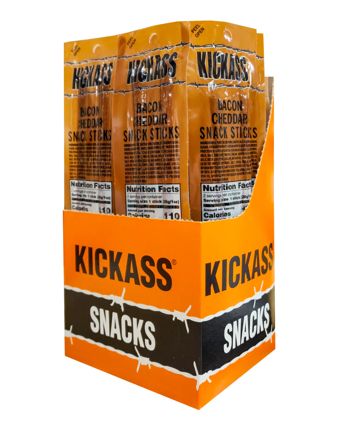 KICKASS BACON & CHEDDAR TWIN PACK SNACK STICKS-16 COUNT