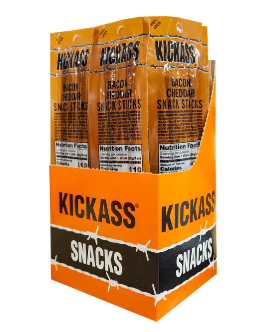 KICKASS BACON & CHEDDAR TWIN PACK SNACK STICKS-16 COUNT