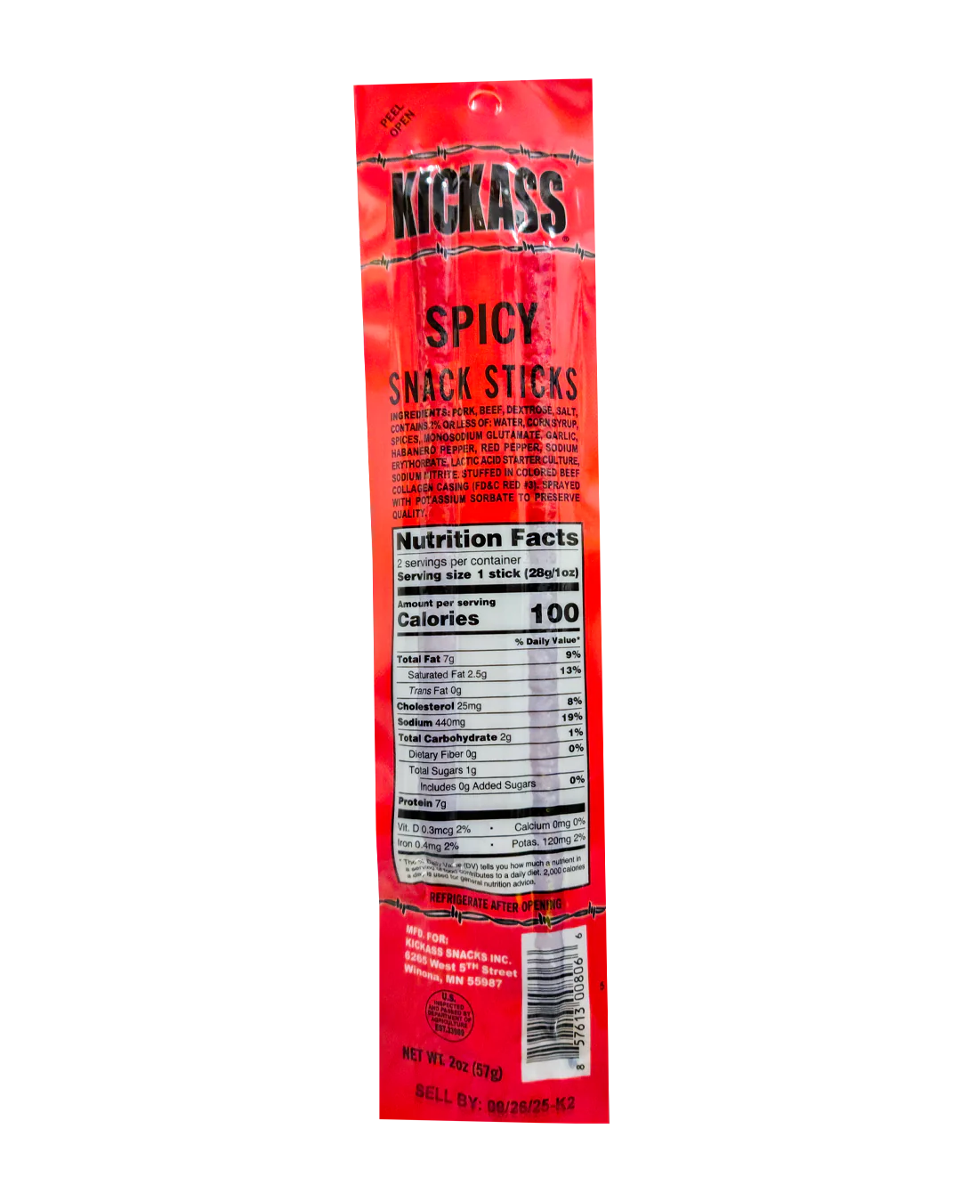 KICKASS SPICY TWIN PACK SNACK STICKS-16 COUNT