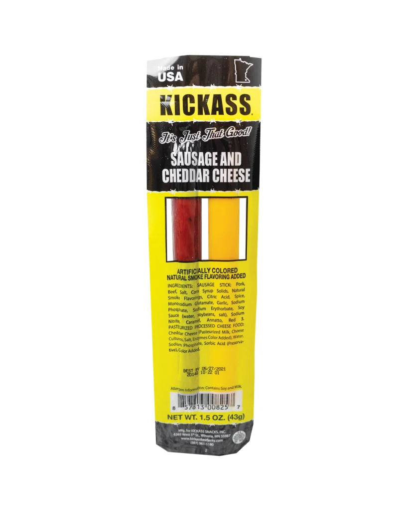 KICKASS SAUSAGE AND CHEDDAR SNACK STICKS-21 COUNT